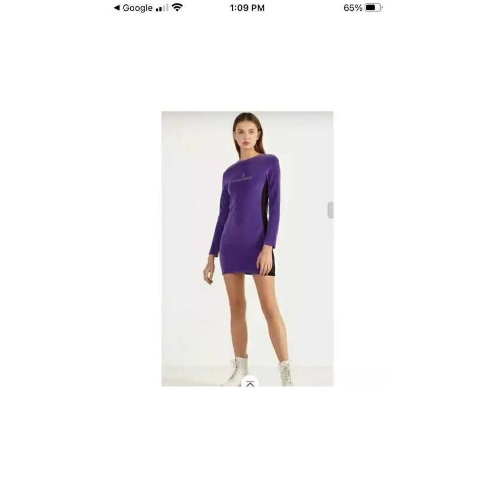 Bershka women dress Fresh Vibes purple cotton velvet Size XS